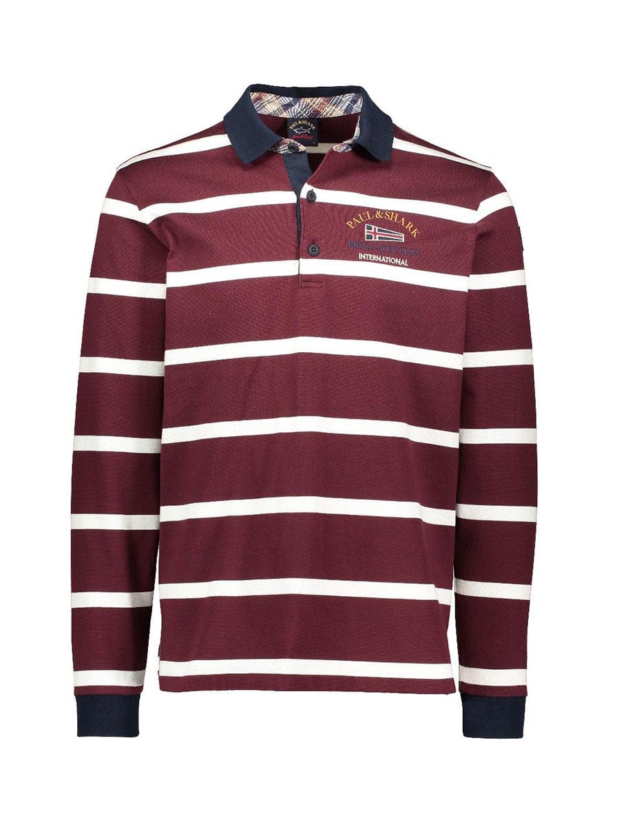 Paul & Shark Polo & T-Shirts Paul & Shark Royal Yacht Club Striped Rugby Shirt - Burgundy / Off White