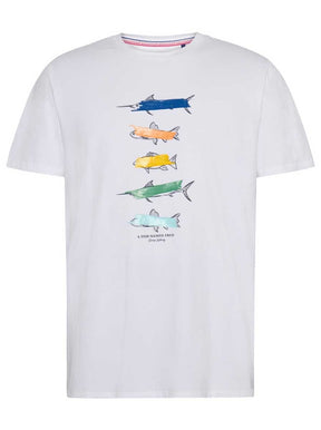 A Fish Named Fred Polo & T-Shirts A Fish Named Fred - Fish Print Off-White Polo T-Shirt