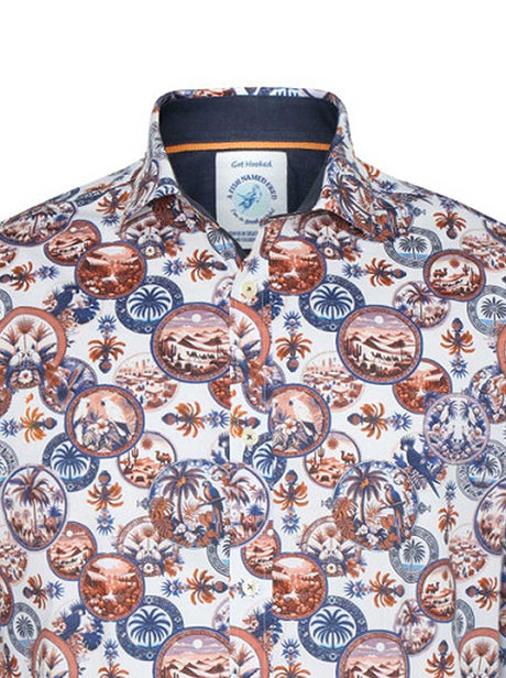 A Fish Named Fred Shirts A Fish Named Fred - Desert World Print Cobalt Shirt