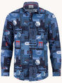 A Fish Named Fred Shirts A Fish Named Fred - Oriental Print Blue Shirt