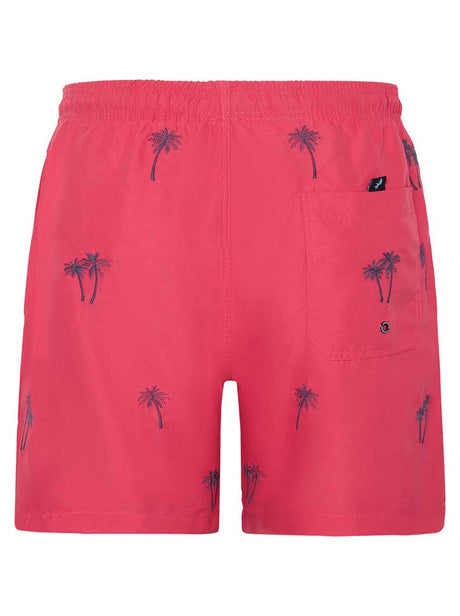 A Fish Named Fred Swimming Shorts A Fish Named Fred - Embroidered Palm Tree Pink Swimming Shorts