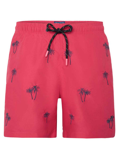 A Fish Named Fred Swimming Shorts A Fish Named Fred - Embroidered Palm Tree Pink Swimming Shorts