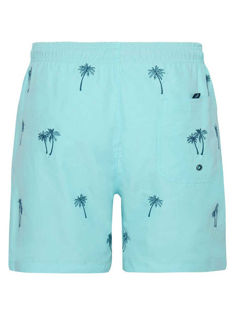 A Fish Named Fred Swimming Shorts A Fish Named Fred - Embroidered Palm Tree Turquoise Swimming Shorts