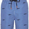 A Fish Named Fred Swimming Shorts A Fish Named Fred - Embroidered Shark Blue Striped Swimming Shorts