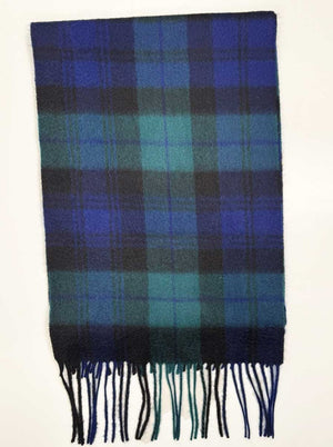 Ascott & Hemley Scarves Ascott & Hemley - Black Watch Tartan Check Cashmere Scarf