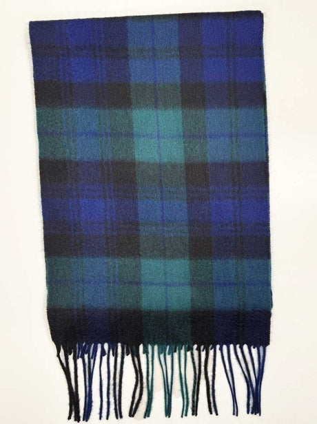 Ascott & Hemley Scarves Ascott & Hemley - Black Watch Tartan Check Cashmere Scarf