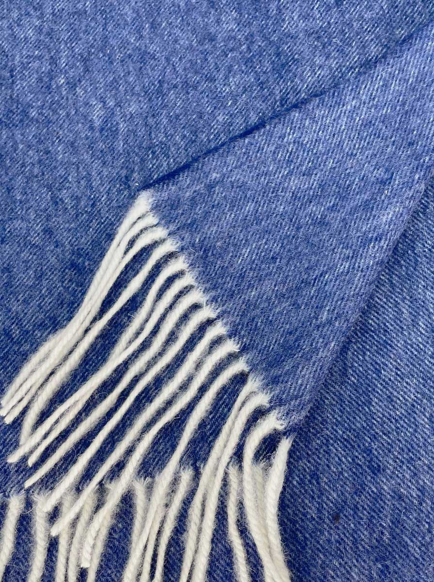 Ascott & Hemley Scarves Ascott & Hemley - Blue Wool/Cashmere Twill Scarf