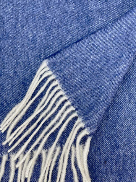 Ascott & Hemley Scarves Ascott & Hemley - Blue Wool/Cashmere Twill Scarf