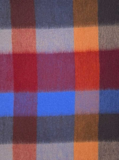 Ascott & Hemley Scarves Ascott & Hemley - Box Check Cashmere Blue/Orange/Red Scarf