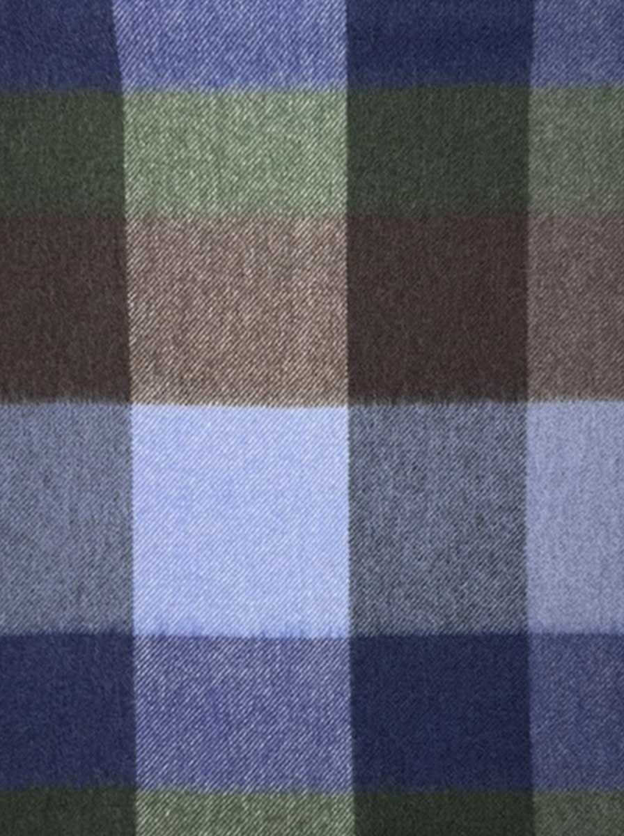 Ascott & Hemley Scarves Ascott & Hemley - Box Check Cashmere Blue/Sky/Green/Brown Scarf