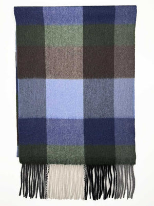 Ascott & Hemley Scarves Ascott & Hemley - Box Check Cashmere Blue/Sky/Green/Brown Scarf