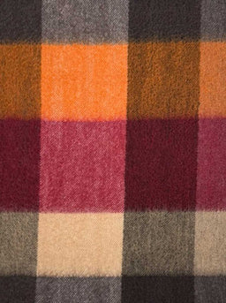 Ascott & Hemley Scarves Ascott & Hemley - Box Check Cashmere Burgundy/Orange/Beige Scarf