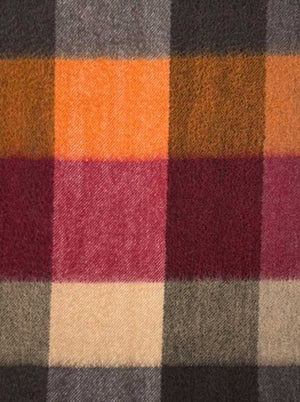 Ascott & Hemley Scarves Ascott & Hemley - Box Check Cashmere Burgundy/Orange/Beige Scarf