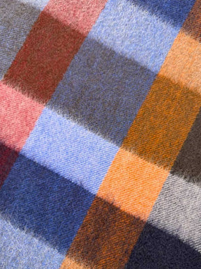 Ascott & Hemley Scarves Ascott & Hemley - Box Check Cashmere Dark Blue/Sky/Orange/Burgundy Scarf