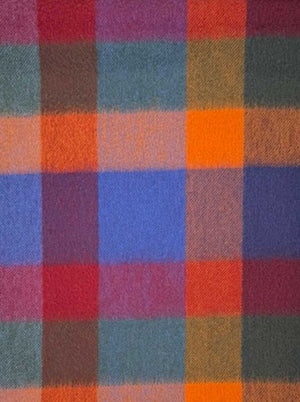 Ascott & Hemley Scarves Ascott & Hemley - Box Check Cashmere Teal/Blue/Orange/Red Scarf