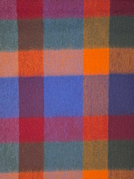 Ascott & Hemley Scarves Ascott & Hemley - Box Check Cashmere Teal/Blue/Orange/Red Scarf