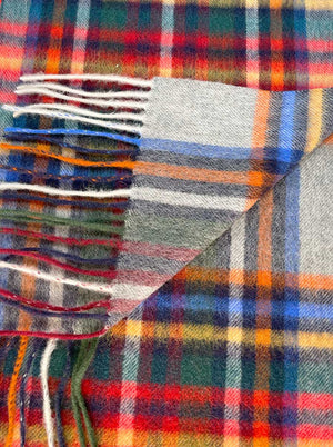 Ascott & Hemley Scarves Ascott & Hemley - Grey Wool/Cashmere Tartan Scarf