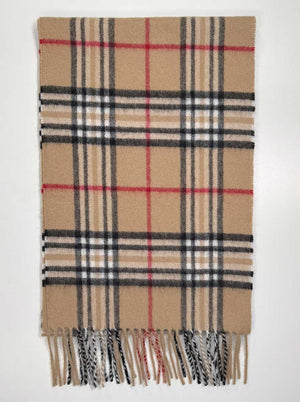 Ascott & Hemley Scarves Ascott & Hemley - Multi Check Cashmere Beige Scarf