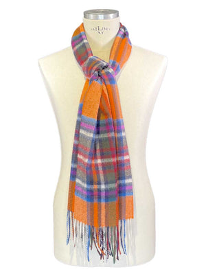 Ascott & Hemley Scarves Ascott & Hemley - Orange Wool/Cashmere Tartan Scarf