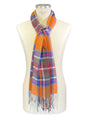 Ascott & Hemley Scarves Ascott & Hemley - Orange Wool/Cashmere Tartan Scarf