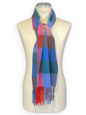 Ascott & Hemley Scarves Ascott & Hemley - Red/Blue/Green Wool/Cashmere Check Scarf