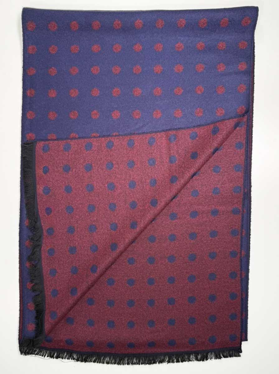 Ascott & Hemley Scarves Ascott & Hemley - Viscose Reversible Burgundy/Navy Scarf