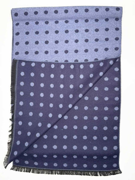 Ascott & Hemley Scarves Ascott & Hemley - Viscose Reversible Light Blue/Navy Scarf