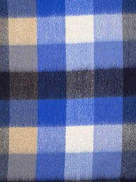 Ascott & Hemley Scarves Ascott & Hemley - Wool/Cashmere Box Check Blue/Sky/Beige Scarf