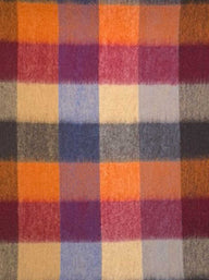 Ascott & Hemley Scarves Ascott & Hemley - Wool/Cashmere Box Check Orange/Burgundy/Beige Scarf