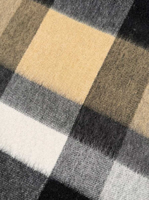 Ascott & Hemley Scarves Ascott & Hemley - Wool/Cashmere Check Beige/Black/White Scarf