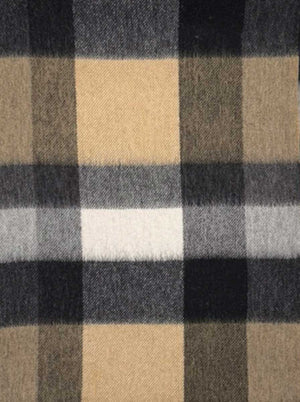 Ascott & Hemley Scarves Ascott & Hemley - Wool/Cashmere Check Beige/Black/White Scarf