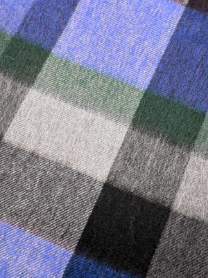 Ascott & Hemley Scarves Ascott & Hemley - Wool/Cashmere Check Blue/Grey/Green Scarf
