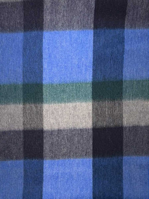 Ascott & Hemley Scarves Ascott & Hemley - Wool/Cashmere Check Blue/Grey/Green Scarf