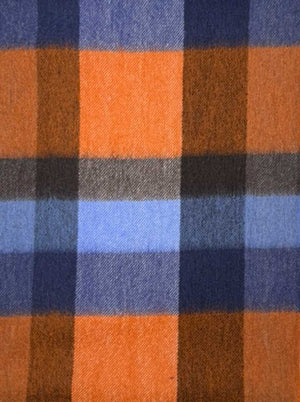 Ascott & Hemley Scarves Ascott & Hemley - Wool/Cashmere Check Orange/Blue/Brown Scarf