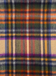 Ascott & Hemley Scarves Ascott & Hemley - Wool/Cashmere Tartan Check Beige/Green/Orange Scarf