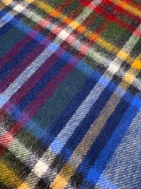 Ascott & Hemley Scarves Ascott & Hemley - Wool/Cashmere Tartan Check Blue/Green/Yellow/Red Scarf