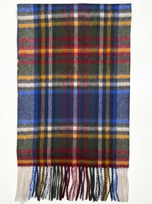 Ascott & Hemley Scarves Ascott & Hemley - Wool/Cashmere Tartan Check Blue/Green/Yellow/Red Scarf