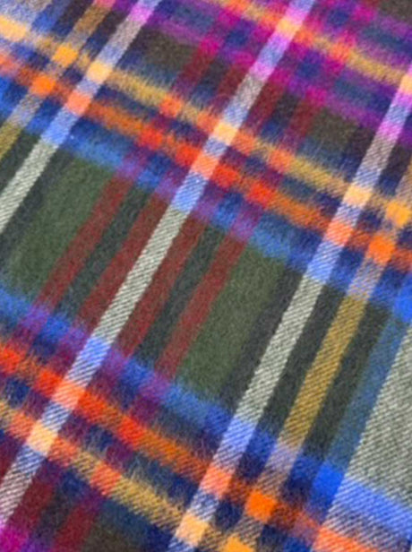 Ascott & Hemley Scarves Ascott & Hemley - Wool/Cashmere Tartan Check Green/Yellow/Blue/Purple Scarf