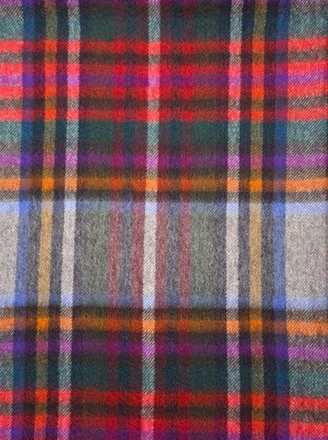 Ascott & Hemley Scarves Ascott & Hemley - Wool/Cashmere Tartan Check Grey/Red/Green/Red Scarf