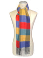 Ascott & Hemley Scarves Ascott & Hemley - Yellow/Red/Blue/Green Wool/Cashmere Check Scarf