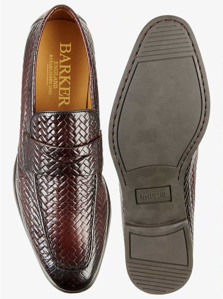Barker Shoes & Boots Barkers - Capri Brown Weave Slip-on Loafer