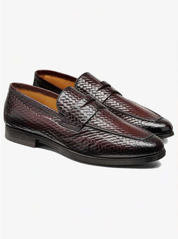 Barker Shoes & Boots Barkers - Capri Brown Weave Slip-on Loafer
