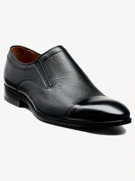 Barker Shoes & Boots Barkers - Dover Black Calf / Deerskin Slip-on Shoe
