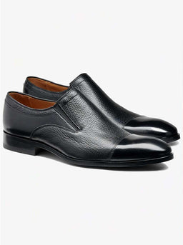 Barker Shoes & Boots Barkers - Dover Black Calf / Deerskin Slip-on Shoe