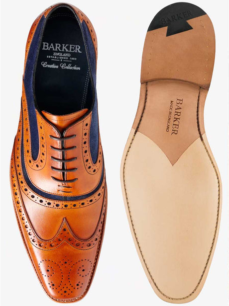 Barker Shoes & Boots Barkers - McClean Cedar Calf / Blue Suede Shoe