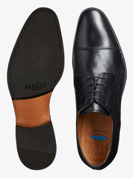 Barker Shoes & Boots Barkers - Southwold Black Calf / Deerskin Derby Shoe