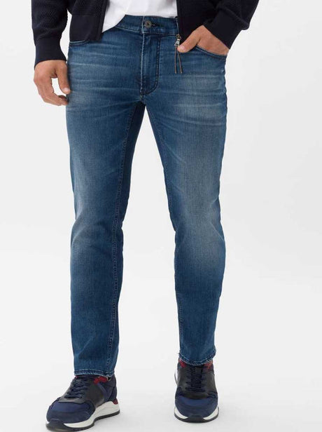 Brax Jeans Brax - Chuck Hi-Flex: Tapered Leg Vintage Blue Denim Jeans