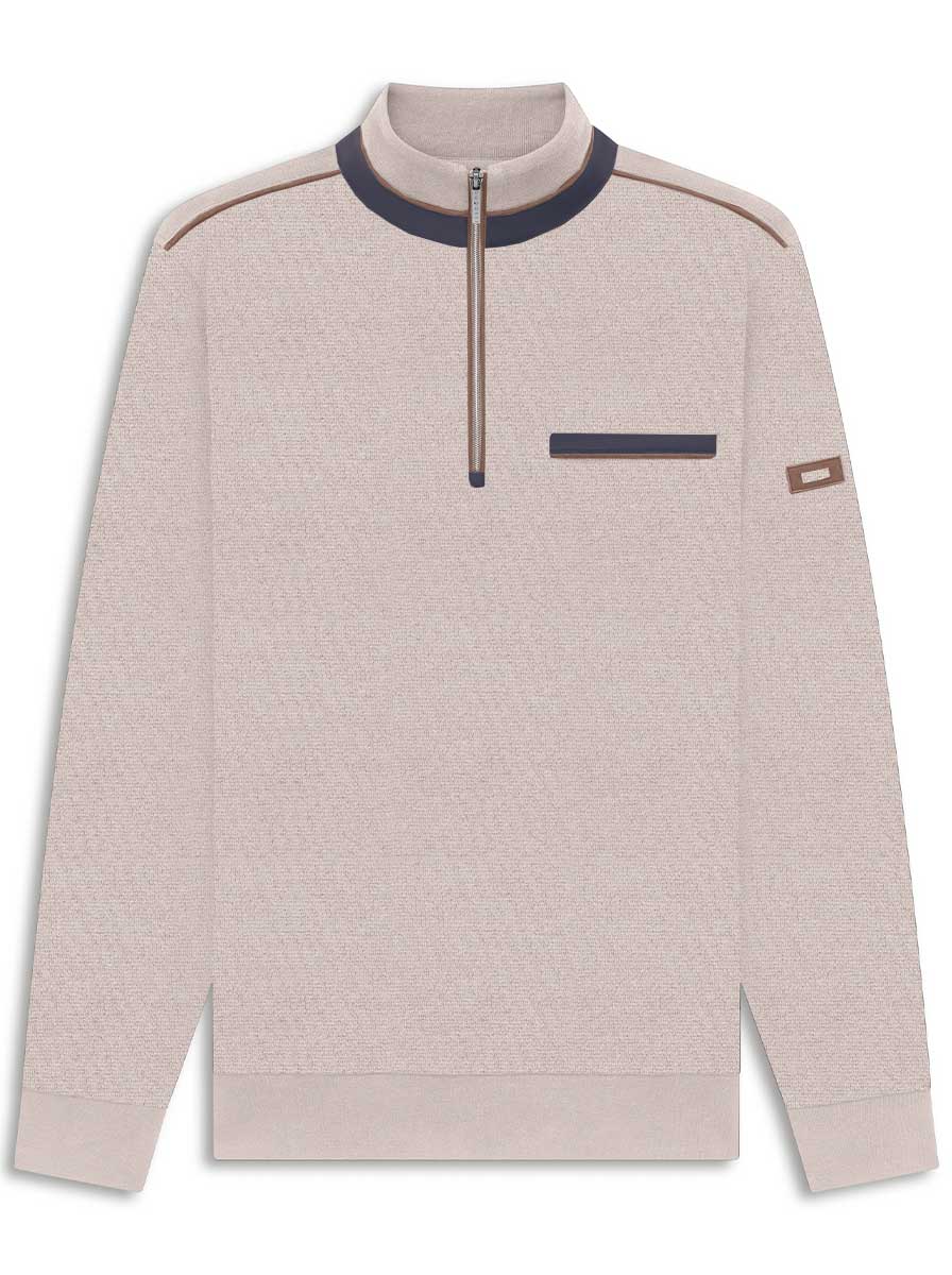 Bugatti Knitwear & Jumpers Bugatti -  1/4 Zip Stone Sweatshirt