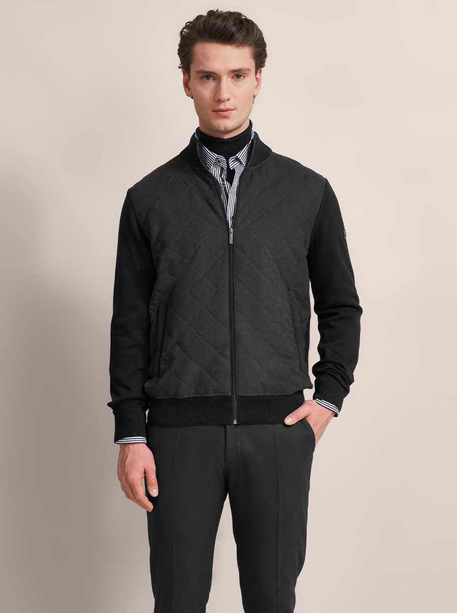 Bugatti Knitwear & Jumpers Bugatti - Full Zip Cardigan w/ Quilted Front