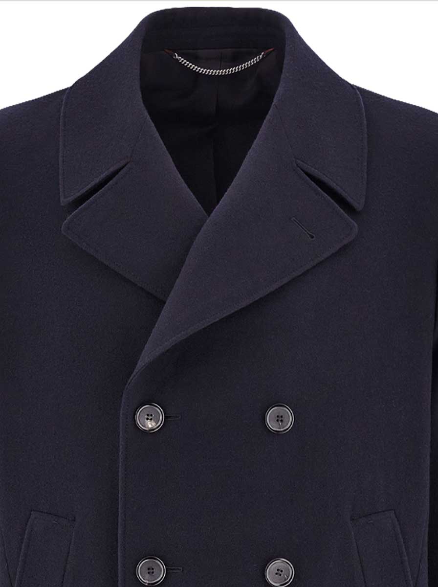 Canali Coats Canali - Double Breasted Wool Navy Pea-Coat
